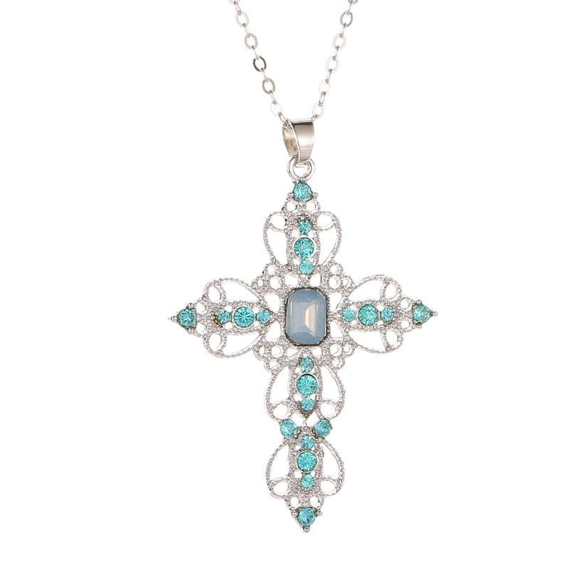 Fashion Bohemian Cross Pendant Necklace with Hollow Out Design