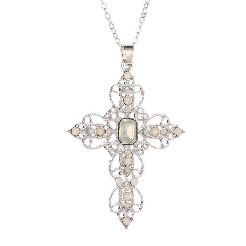 Fashion Bohemian Cross Pendant Necklace with Hollow Out Design