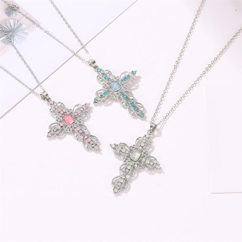 Fashion Bohemian Cross Pendant Necklace with Hollow Out Design