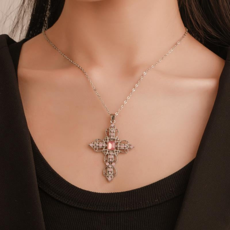 Fashion Bohemian Cross Pendant Necklace with Hollow Out Design