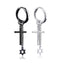 Fashion Cross Tassel Chain Stainless Steel Earrings - Clip-On Hoop Design