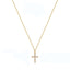 Fashion Cross 18K Gold Plated Stainless Steel CZ Zircon Pendant Necklace