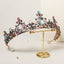 Baroque Alloy Crown with Colorful Gemstones for Bridal and Princess Accessories