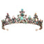 Baroque Alloy Crown with Colorful Gemstones for Bridal and Princess Accessories