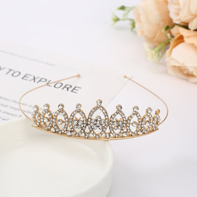 Fashion Bridal Rhinestone Crown Headpiece - Alloy Plating Princess Tiara for Weddings and Cake Decorations