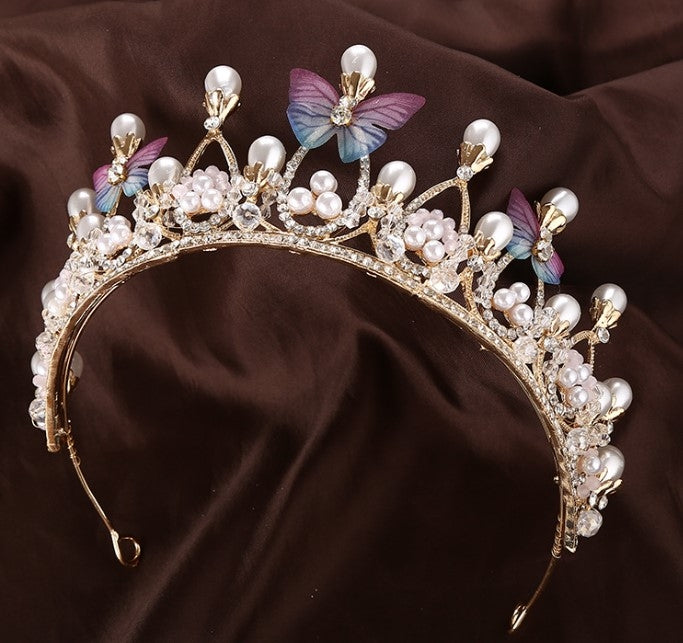 Butterfly Crystal Pearl Bridal and Princess Headband