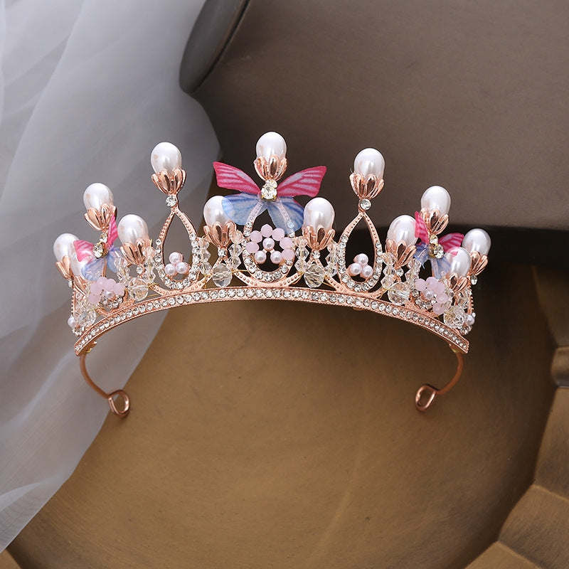 Butterfly Crystal Pearl Bridal and Princess Headband