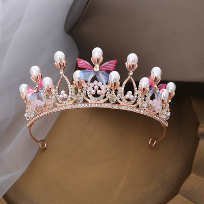 Butterfly Crystal Pearl Bridal and Princess Headband