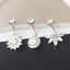 Fashion Crown Stainless Steel Zircon Belly Ring Set - 3 Piece Body Piercing Jewelry