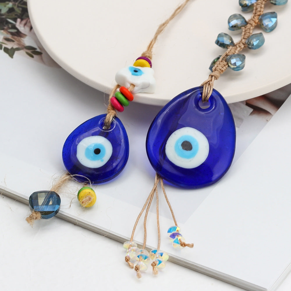 Evil Eye Alloy Keychain with Teardrop Pendant for Car Accessories