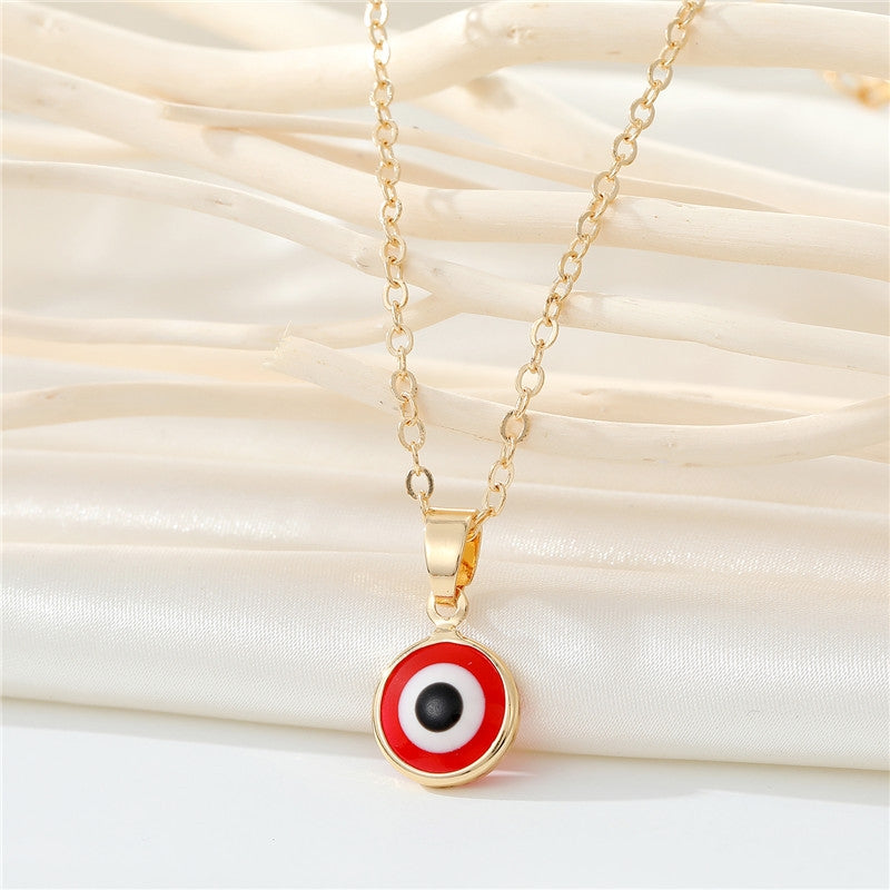 Vintage Evil Eye Resin Pendant Necklace - Unisex Turkish Design