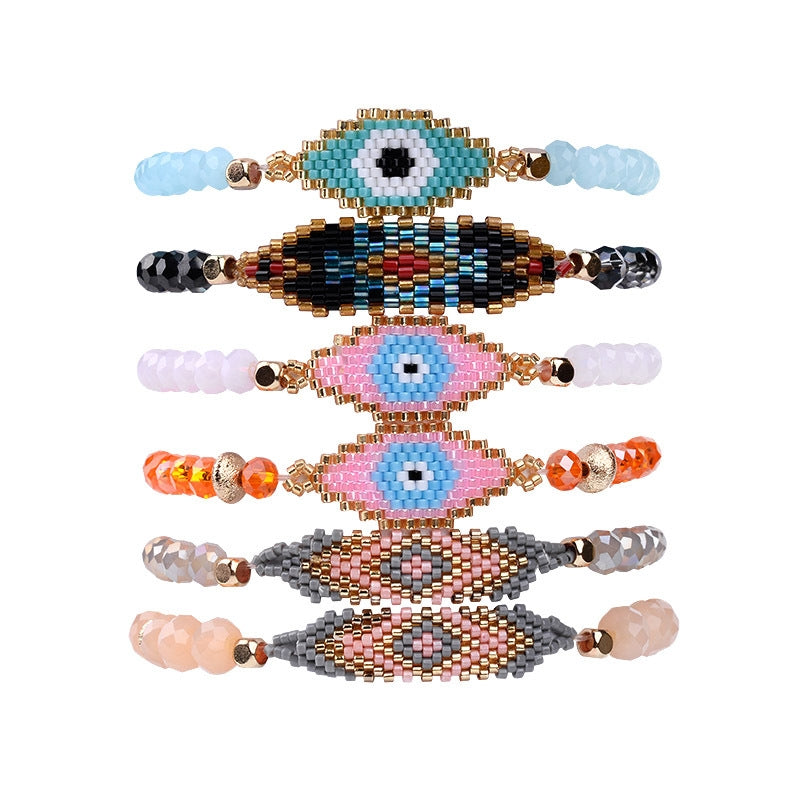 Evil Eye Miyuki Beaded Crystal Bracelet