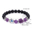 Fatima Hand Amethyst Crystal Beaded Bracelet with Evil Eye Charm