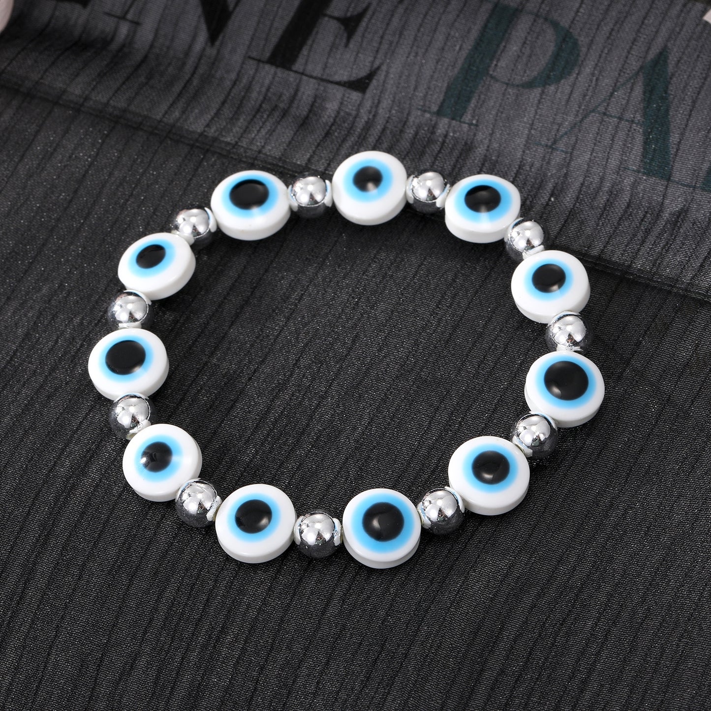 Fashion Devil's Eye Resin Beaded Bracelet - Retro Translucent Blue Eye Design