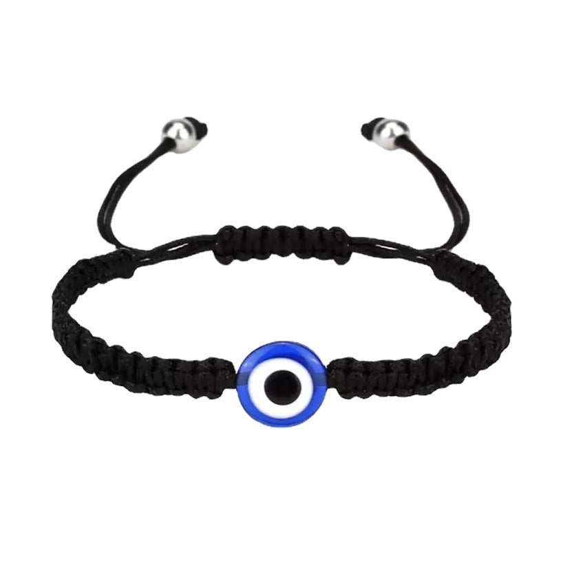 Evil Eye Turtle Bead Unisex Bracelet with Red and Black Braided Rope