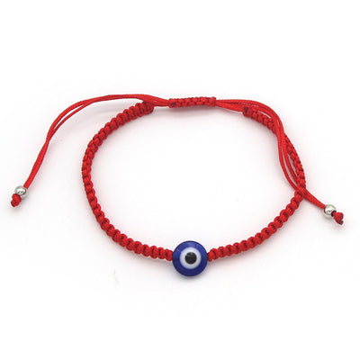 Evil Eye Turtle Bead Unisex Bracelet with Red and Black Braided Rope