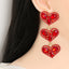 Fashion Geometric Heart Pendant Diamond Stud Earrings