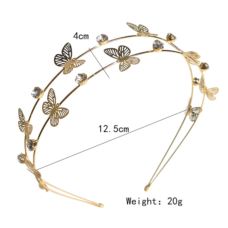 Fashion Rhinestone Pansy Double Band Headband for Women