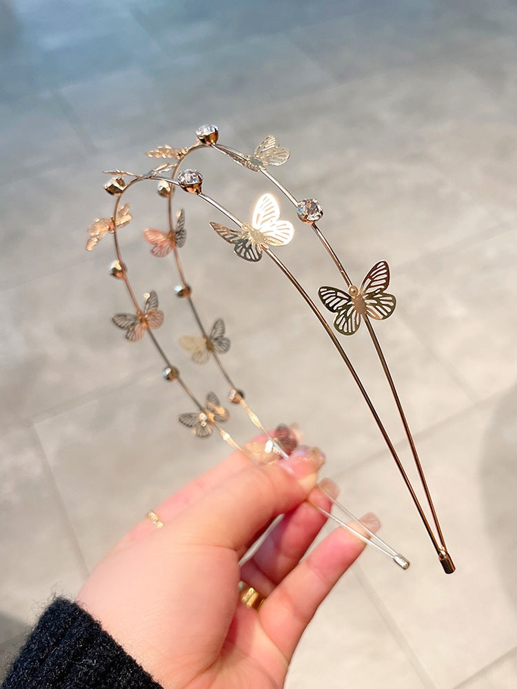 Fashion Rhinestone Pansy Double Band Headband for Women