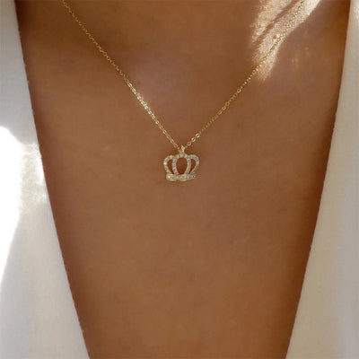 Fashion Zircon Crown Pendant Necklace for Women