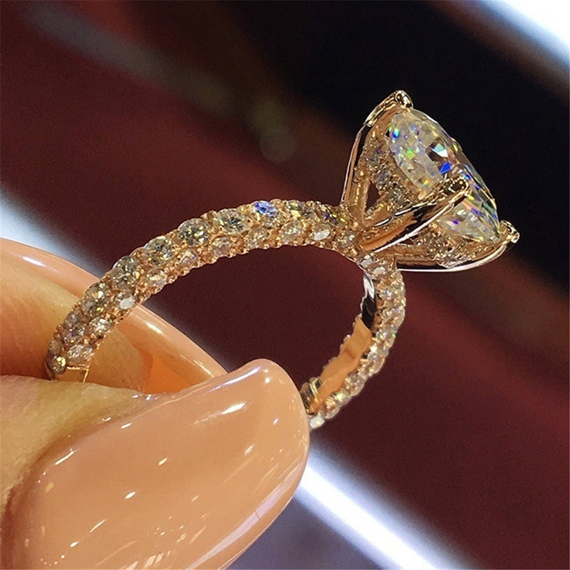 Fashion Diamond Round Alloy Engagement Ring Wholesale