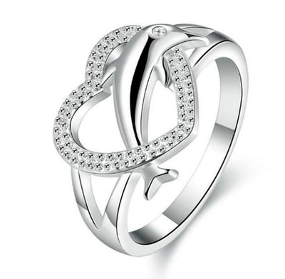 Fashion Dolphin Heart Hollow Alloy Women's Ring