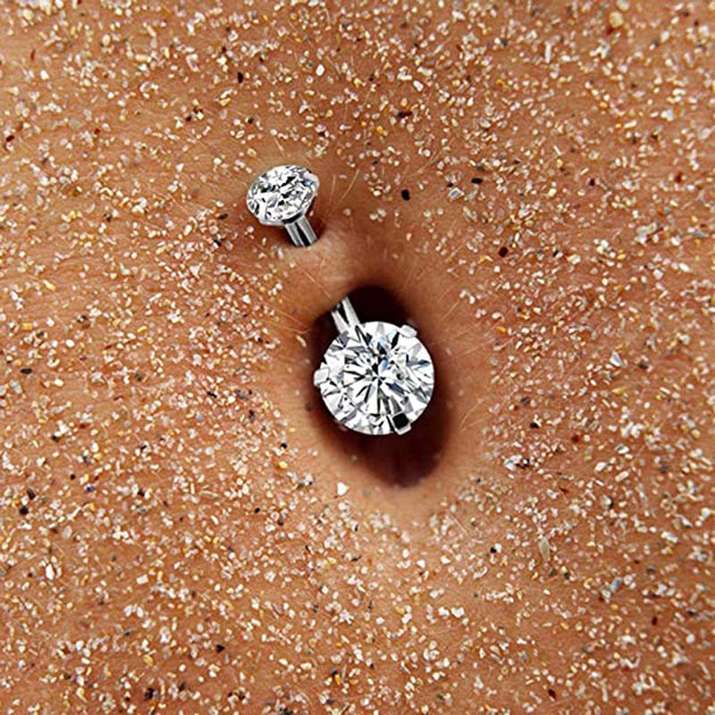 Fashion Double-Headed Zircon Belly Button Ring Women's Body Jewelry