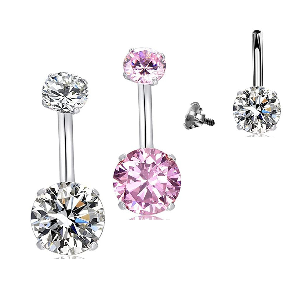 Fashion Double-headed Round Zircon Navel Nails Women's Human Body Jewelry