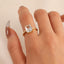 Elegant White Zircon Geometric Square Ring for Women