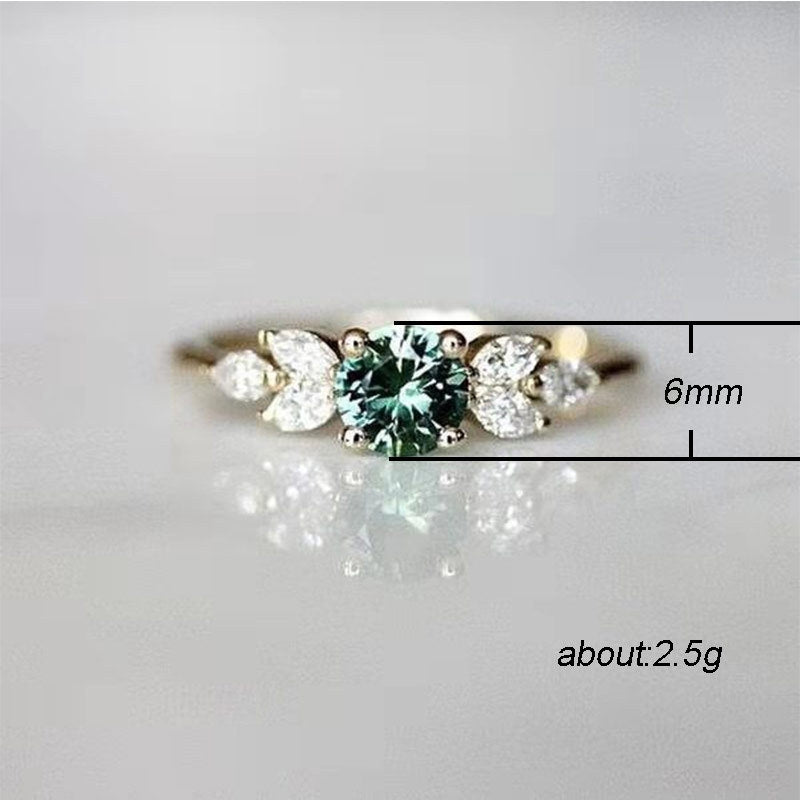 Emerald Zirconia Diamond Copper Engagement Wedding Ring for Women