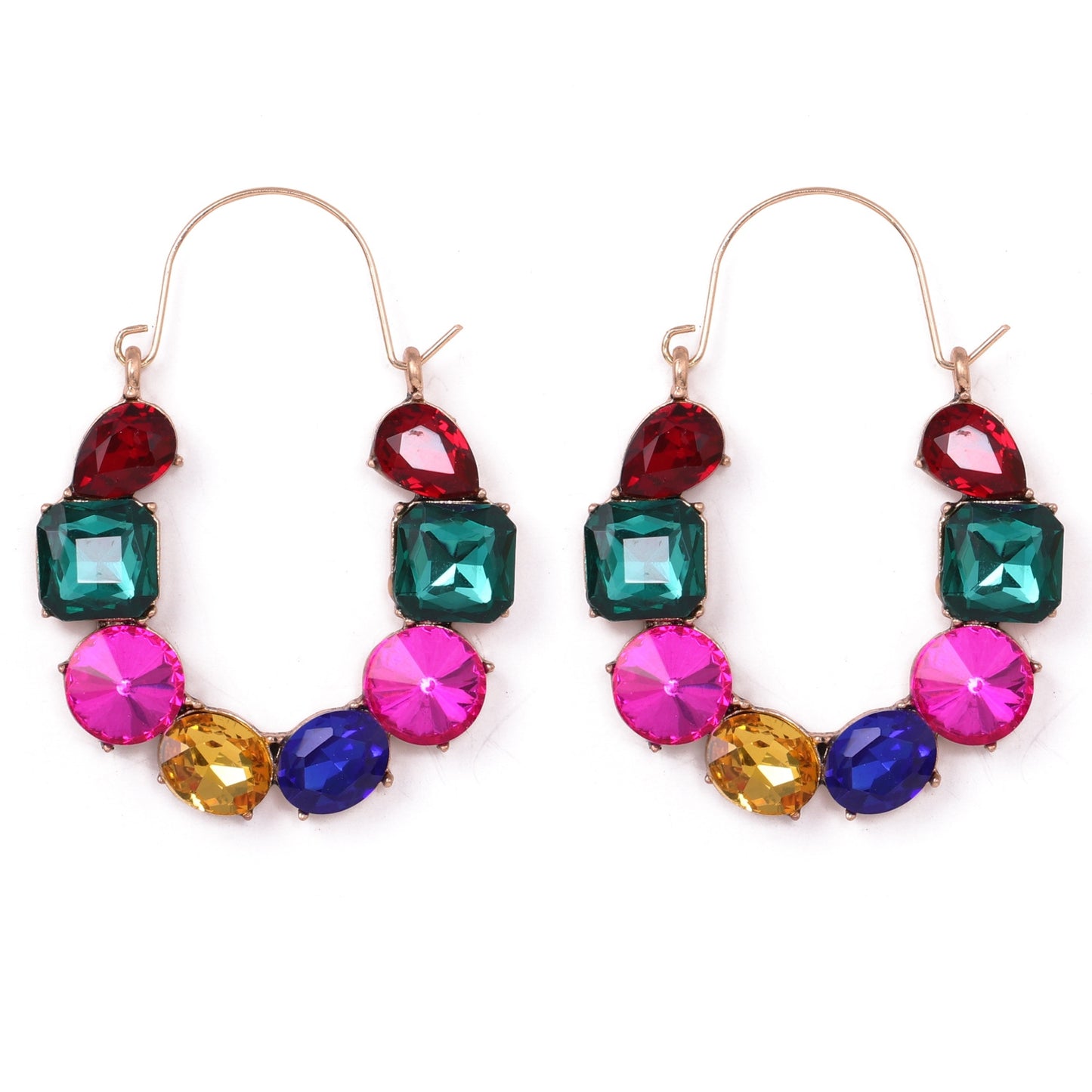 Geometric Zirconia Inlaid Statement Earrings