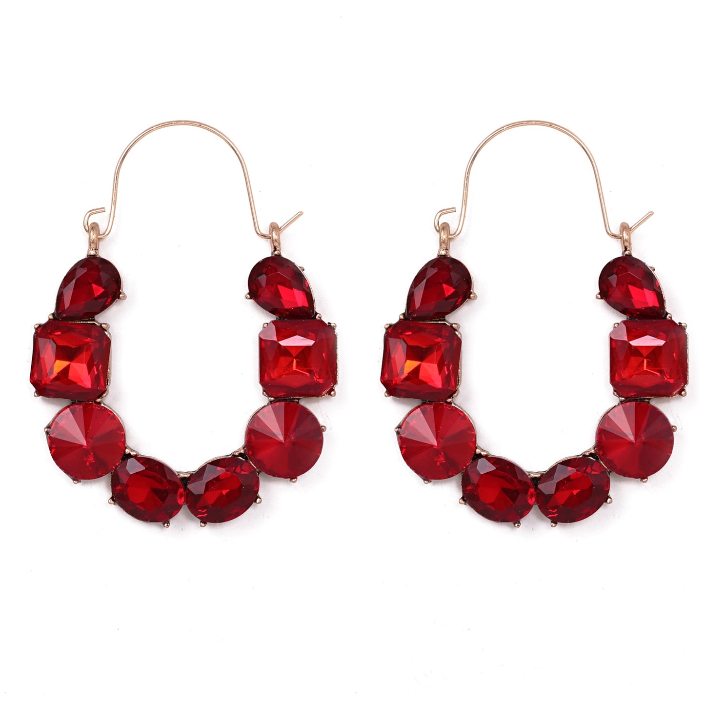 Geometric Zirconia Inlaid Statement Earrings