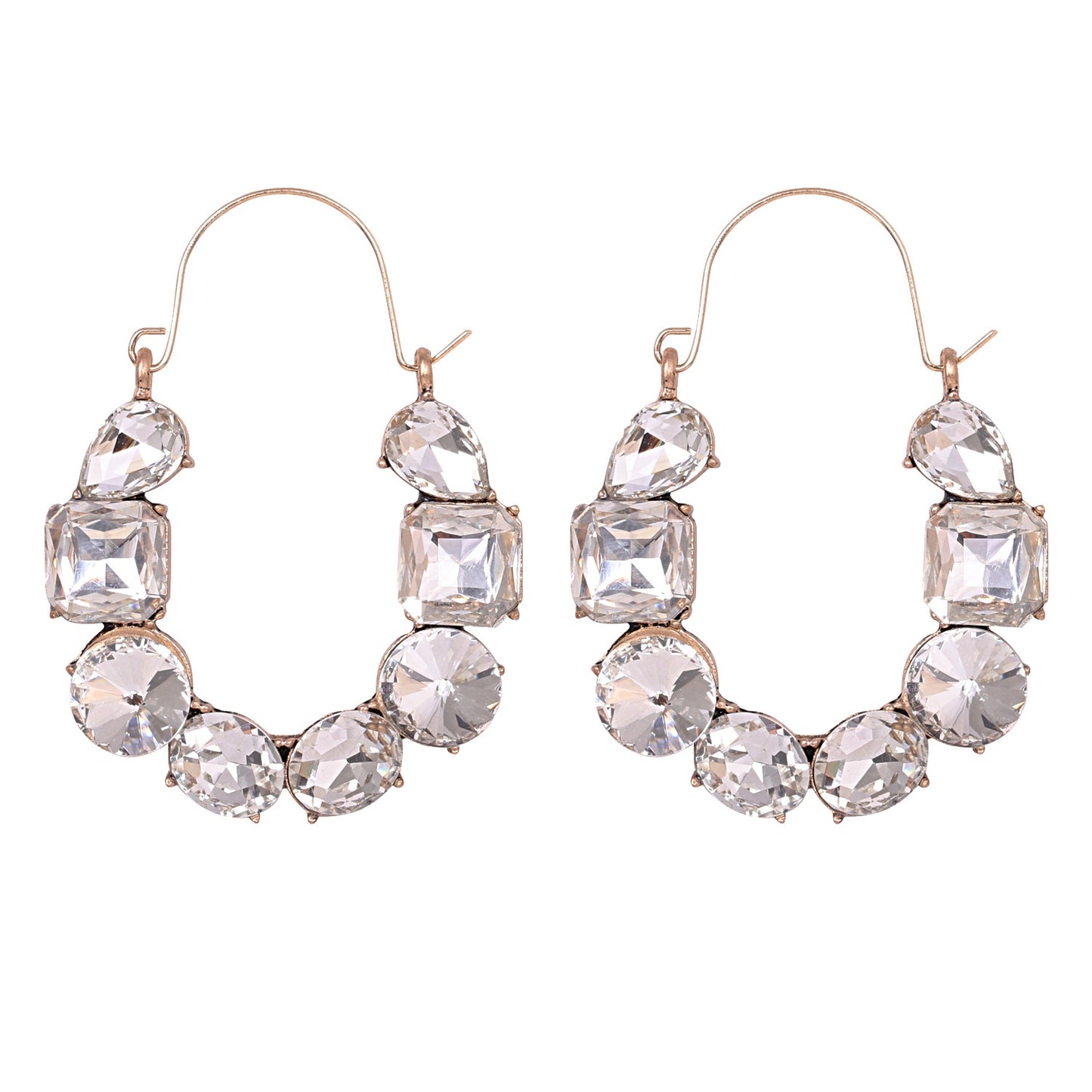 Geometric Zirconia Inlaid Statement Earrings