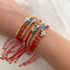 Fashion Evil Eye Crystal Glass Beaded Gold Plated Women's Bracelet Set