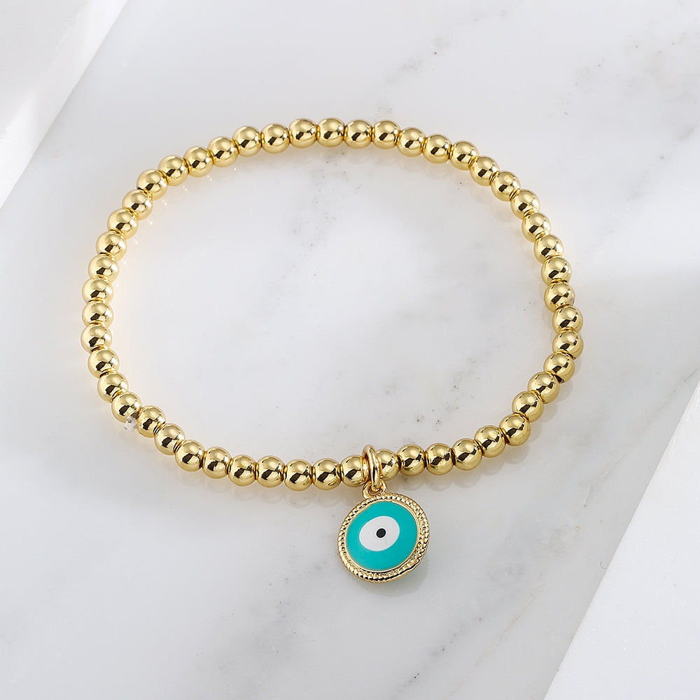 Evil Eye Gold Plated Copper Enamel Bracelet for Women