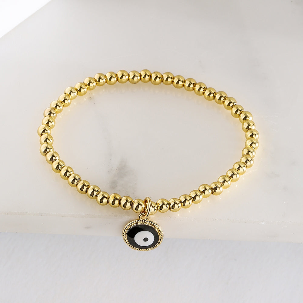 Evil Eye Gold Plated Copper Enamel Bracelet for Women