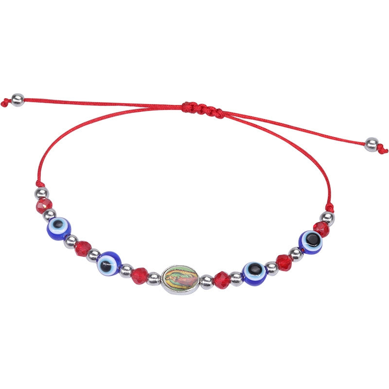 Fashion Resin Evil Eye Beaded Unisex Bracelet with Saint Benedict Charm