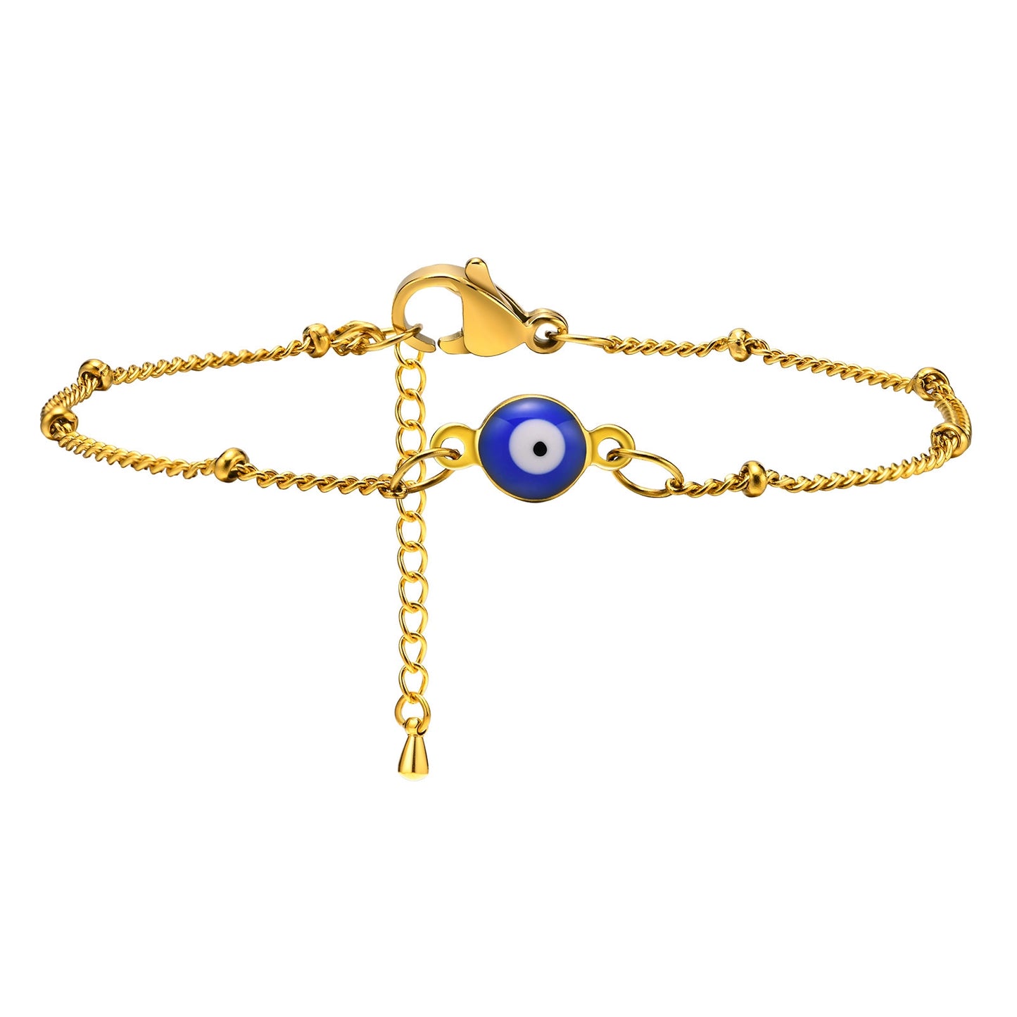 Fashion Evil Eye Gold Stainless Steel Bracelet and Ring Set