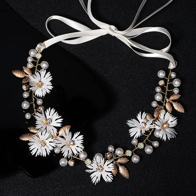 Floral Fabric Pearl Headband for Weddings and Bridesmaids