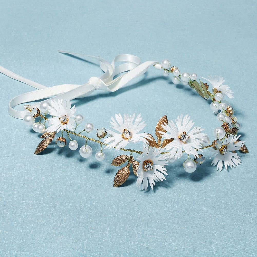 Floral Fabric Pearl Headband for Weddings and Bridesmaids