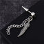 Fashion Feather Titanium Steel Chain Inlay Gemstone Drop Earrings