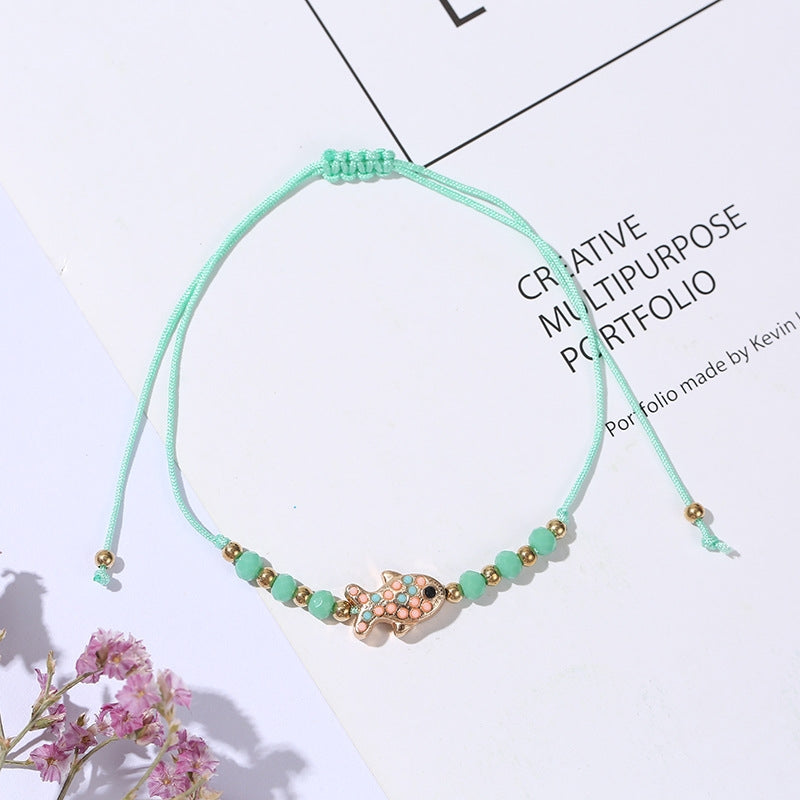 Colorful Fish Crystal Alloy Knitted Women's Bracelet