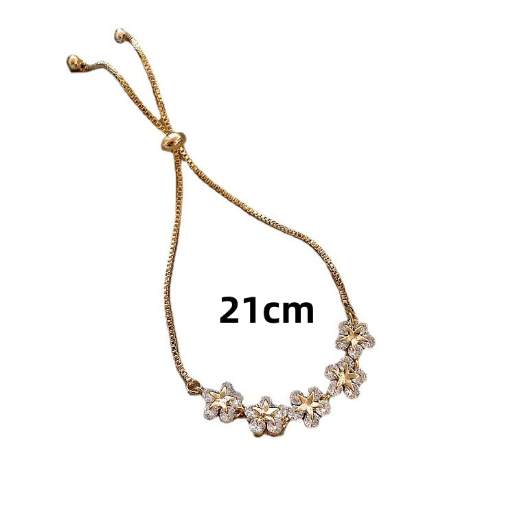 Fashion Rhinestone Flower & Starry Adjustable Bracelet for Women