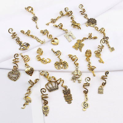 Fashion Alloy Flower Hair Buckle with Butterfly Pendant and Spiral Hair Rings