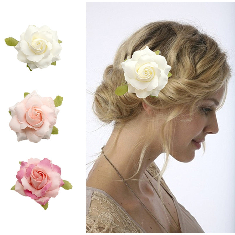 Elegant Rose Flower Hair Clip and Brooch for Weddings and Events