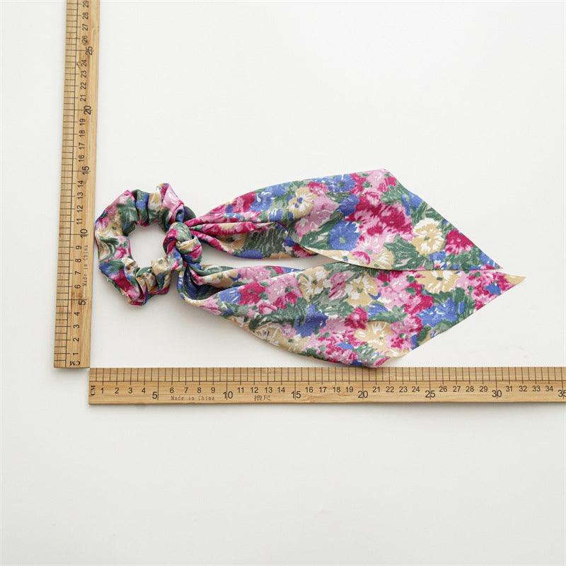 Floral Tie-Dye Fabric Hair Tie and Scarf Set for Women