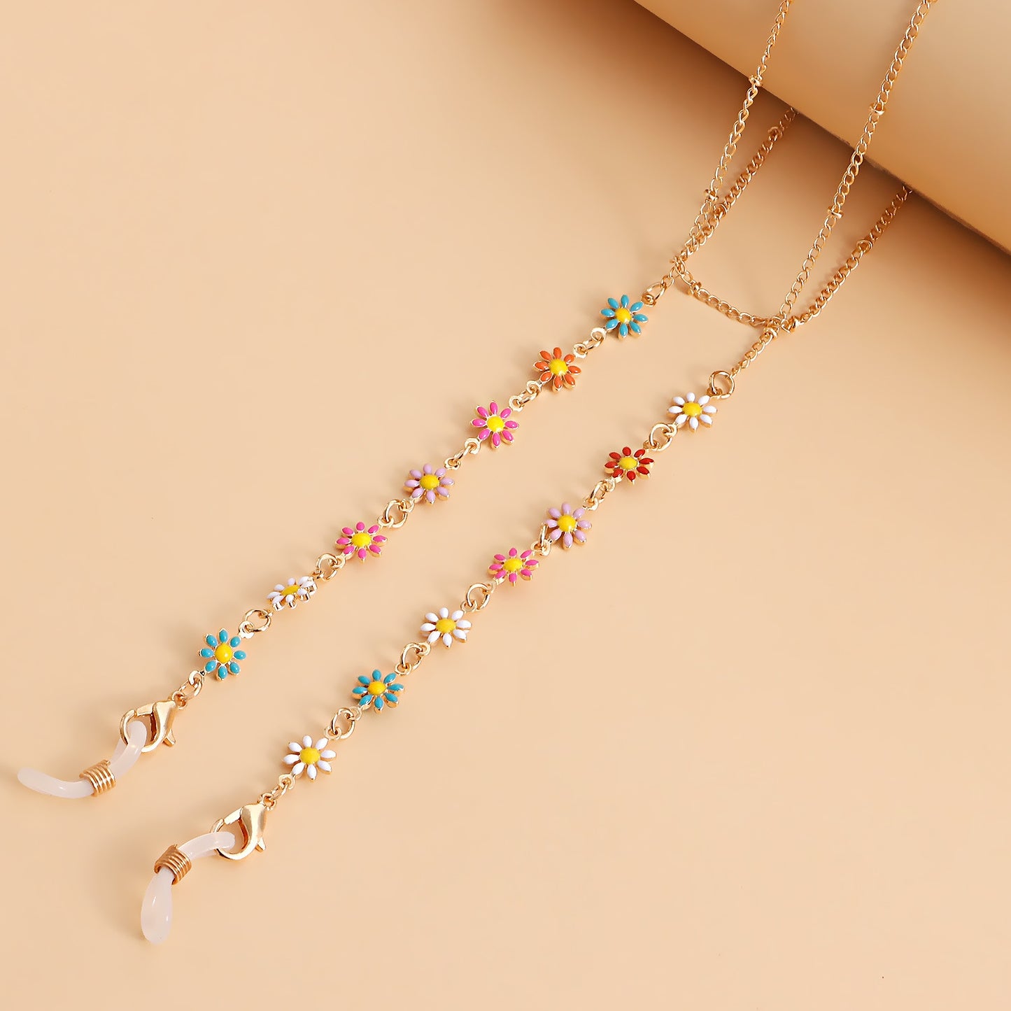 Fashion Colorful Flower Eyeglasses and Mask Chain for Women