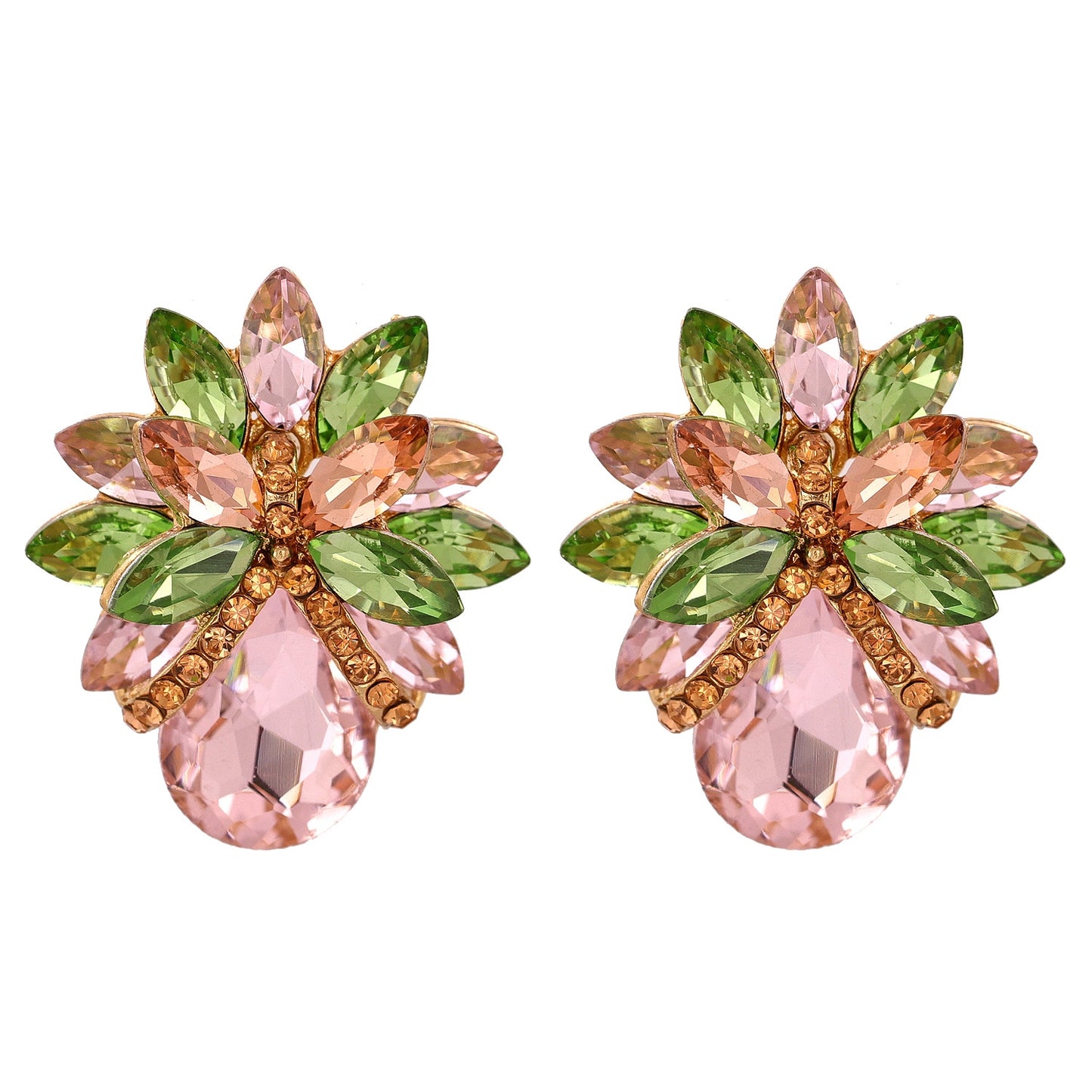 Fashion Floral Crystal Stud Earrings