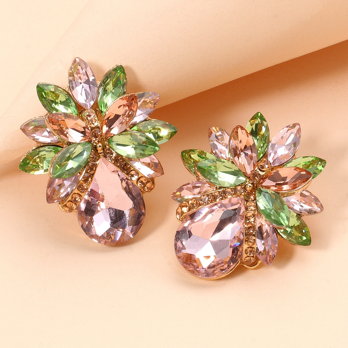 Fashion Floral Crystal Stud Earrings