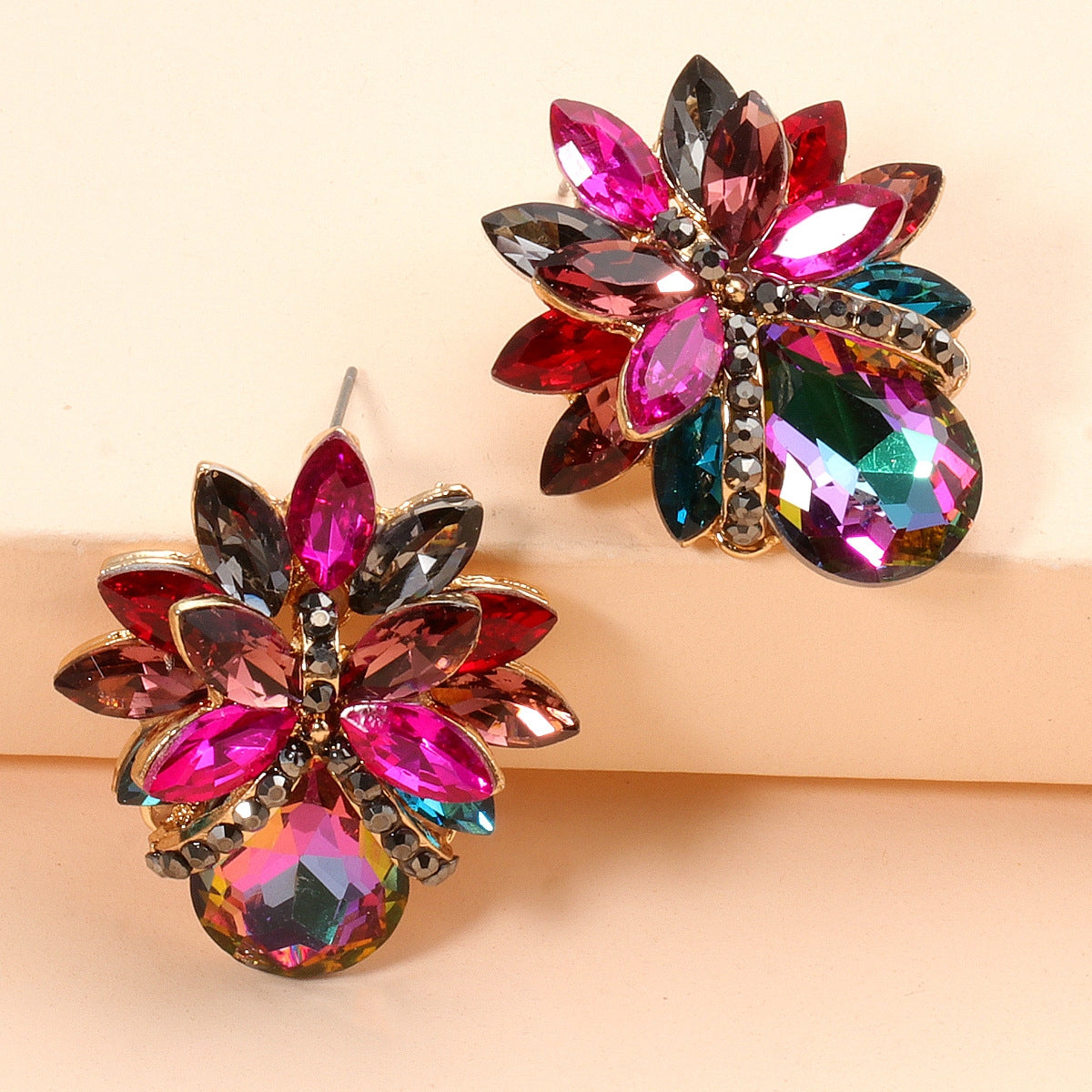 Fashion Floral Crystal Stud Earrings